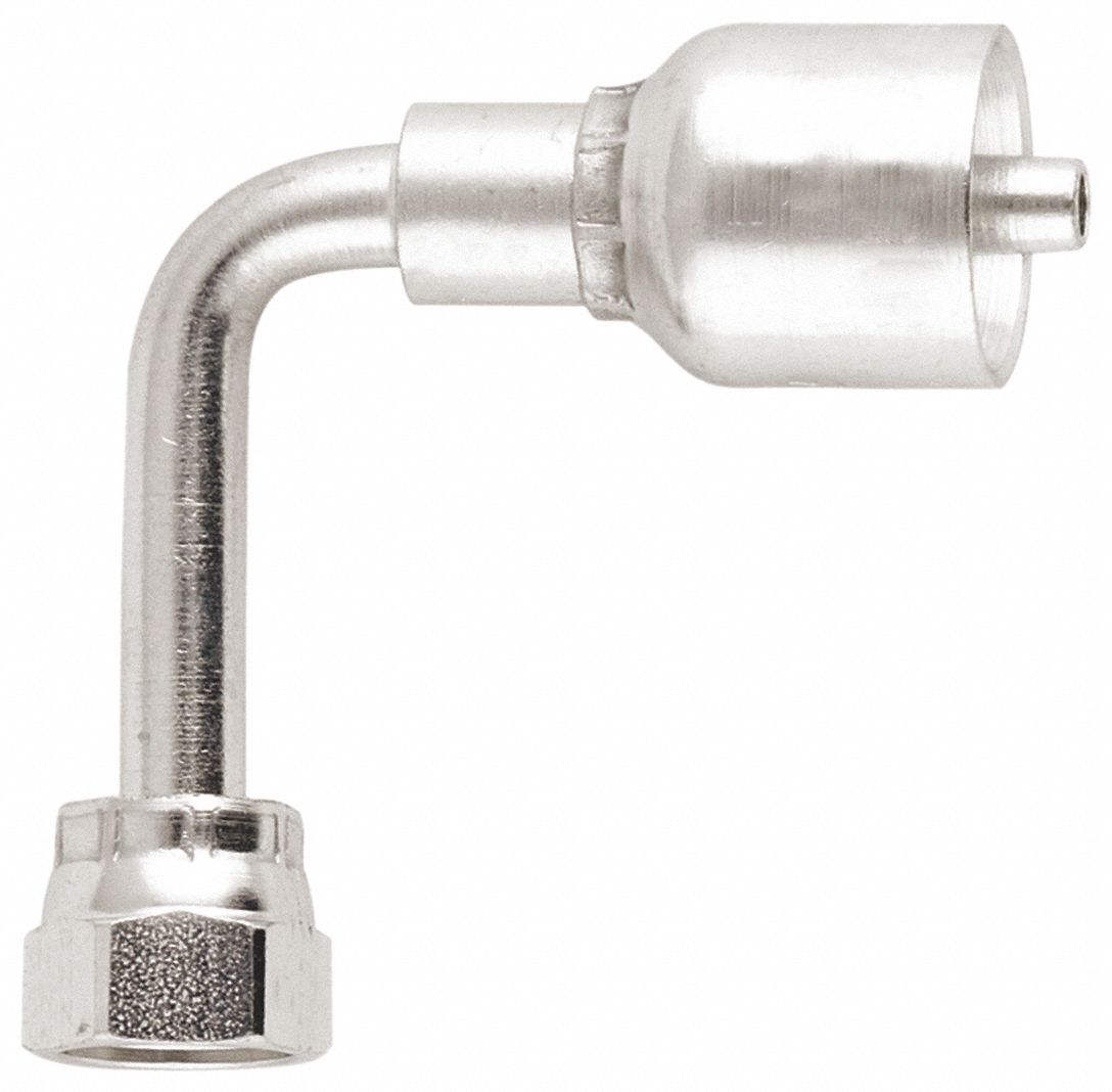 HYDRAULIC CRIMP FITTING, STEEL X STEEL, 90 °  LONG ELBOW, -8 HOSE DASH SIZE, ORS X CRIMP