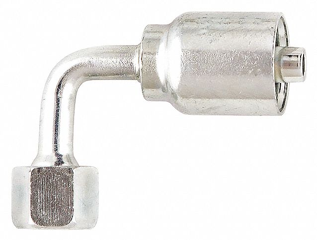 HYDRAULIC CRIMP FITTING, STEEL X STEEL, 90 °  LONG ELBOW, -6 HOSE DASH SIZE, ORS X CRIMP