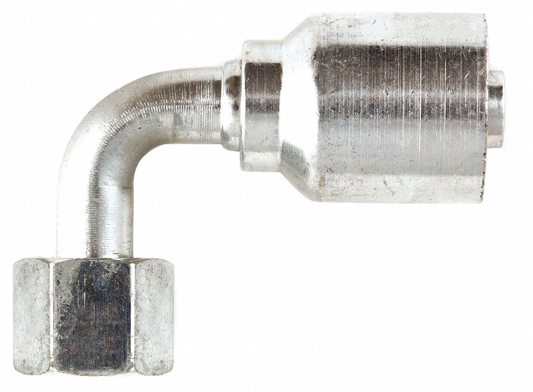 RAC DE TUY HYDR,CANNELÉ,SÉRIE 77U,SERTI,COUDE 90 °  LONGUE PERTE,FEM,5/8 PO DE DIA,AC