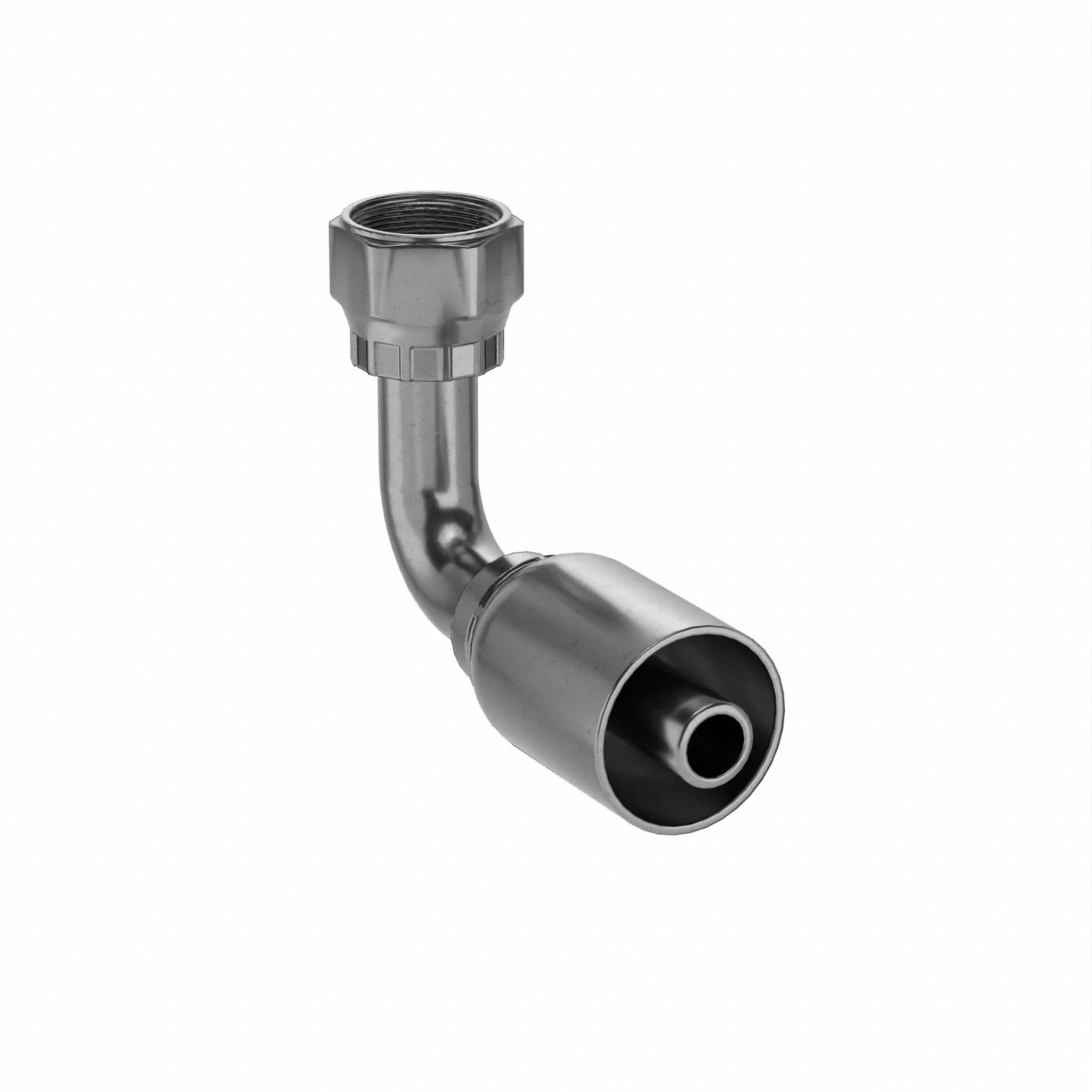 Hydraulic Crimp Fitting: Steel x Steel, 90° Elbow, -8 For Hose Dash Size, Female x Genderless