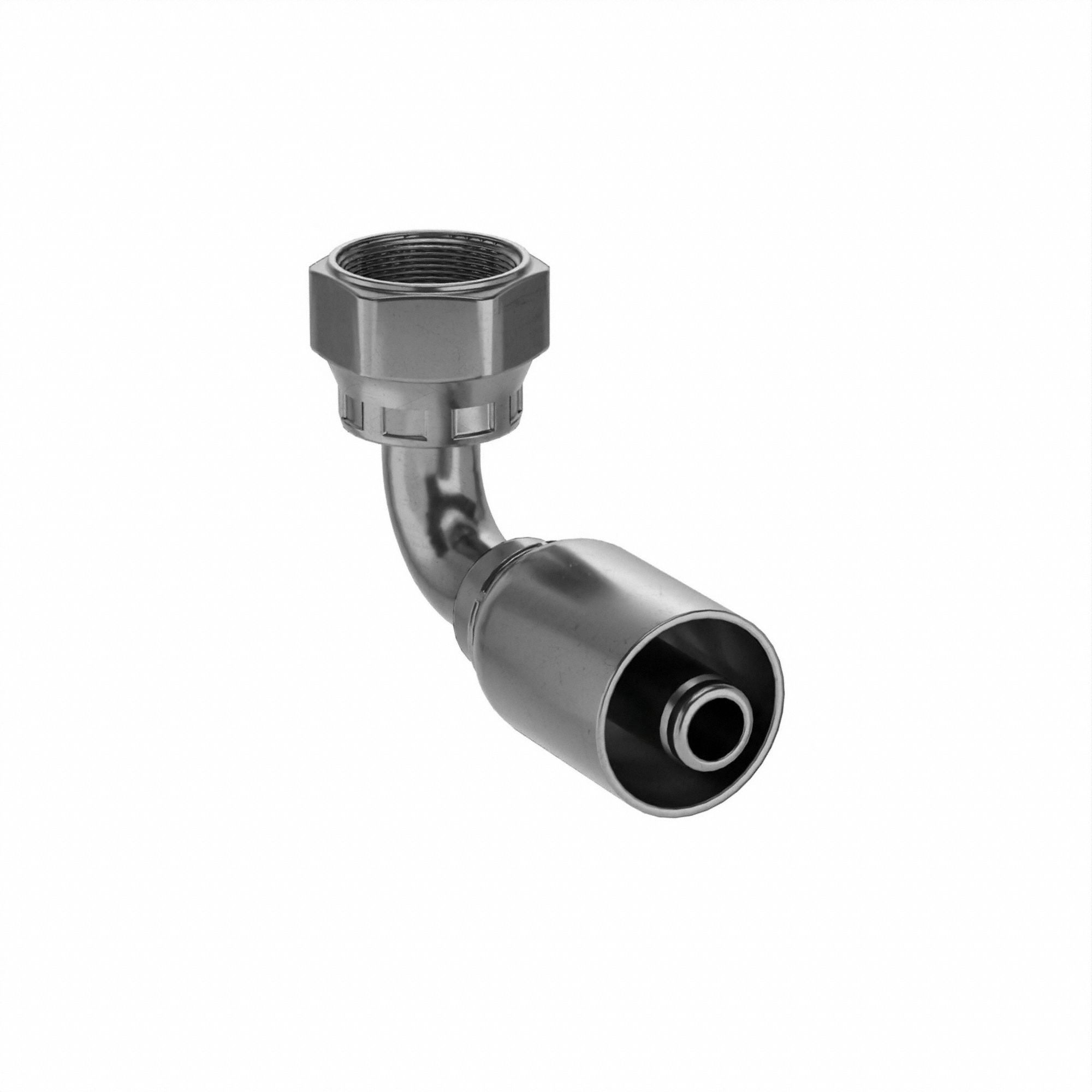 Hydraulic Crimp Fitting: Steel x Steel, 90° Elbow, -8 For Hose Dash Size, Female x Genderless