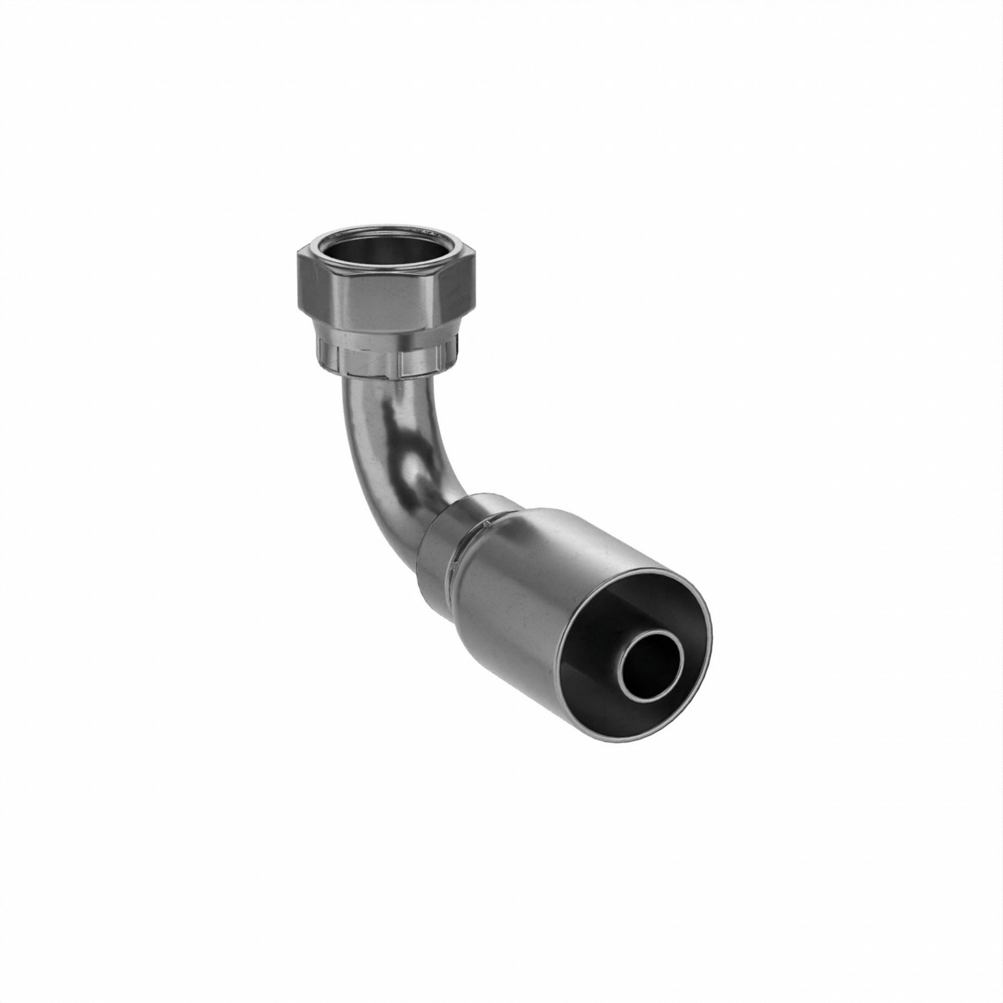 HYDRAULIC HOSE FITTING, BARB, S77U, SEAL LOK, CRIMP, 90 °  SHORT DRP ELBW, SWIVL, 3/4 X 3/4 IN, ST