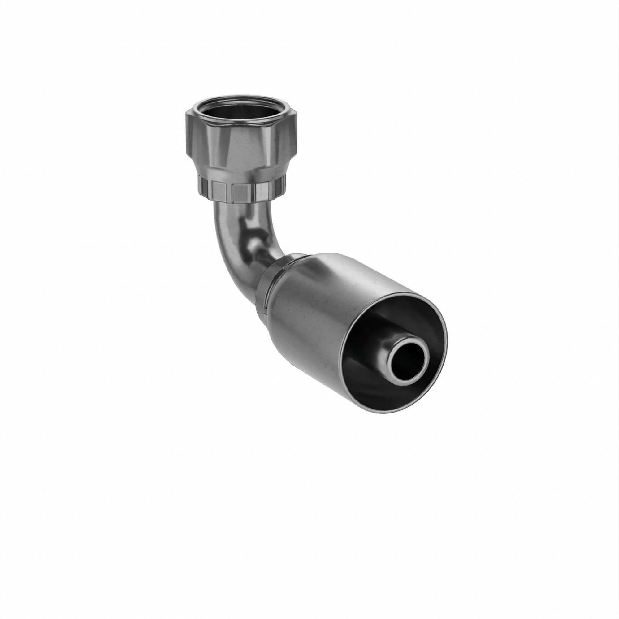 HYDRAULIC CRIMP FITTING, STEEL X STEEL, 90 °  ELBOW, -8 HOSE DASH SIZE, FEMALE X GENDERLESS