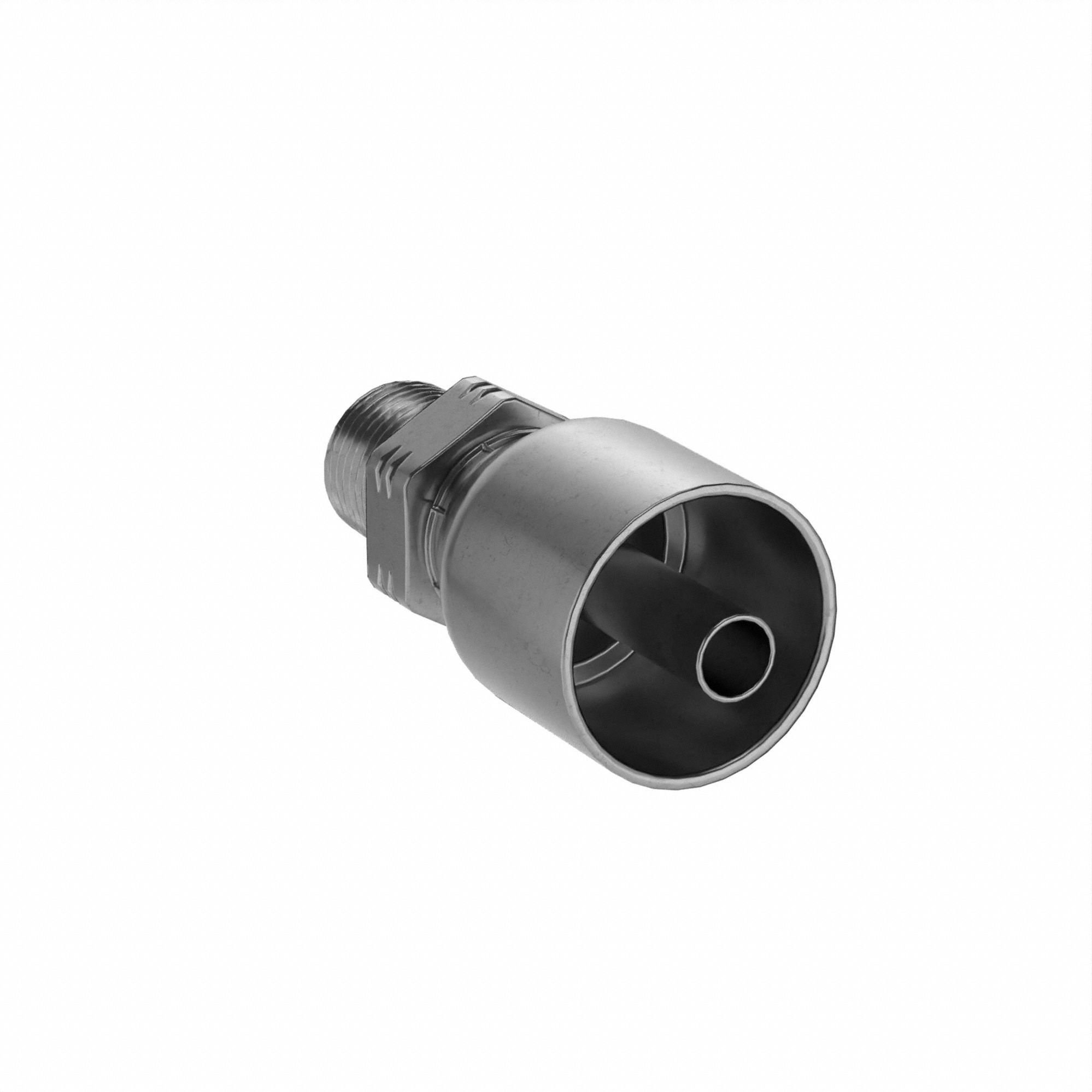 Hydraulic Crimp Fitting: Steel x Steel, Straight, -6 For Hose Dash Size, Male x Genderless