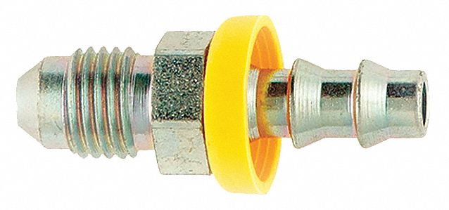 BARBED HYDRAULIC HOSE FITTING, -6 HOSE DASH SIZE, FOR ⅜ IN HOSE ID, JIC X HOSE BARB