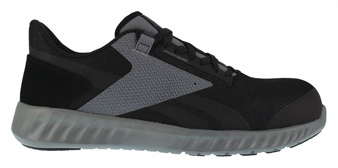 REEBOK Athletic Shoe, 10, W, Men's, Black/Gray, Composite Toe Type, 1 ...