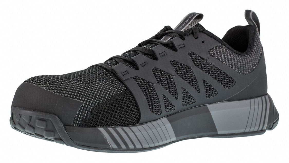 REEBOK Athletic Shoe, 8-1/2, M, Men's, Black/Gray, Composite Toe Type ...