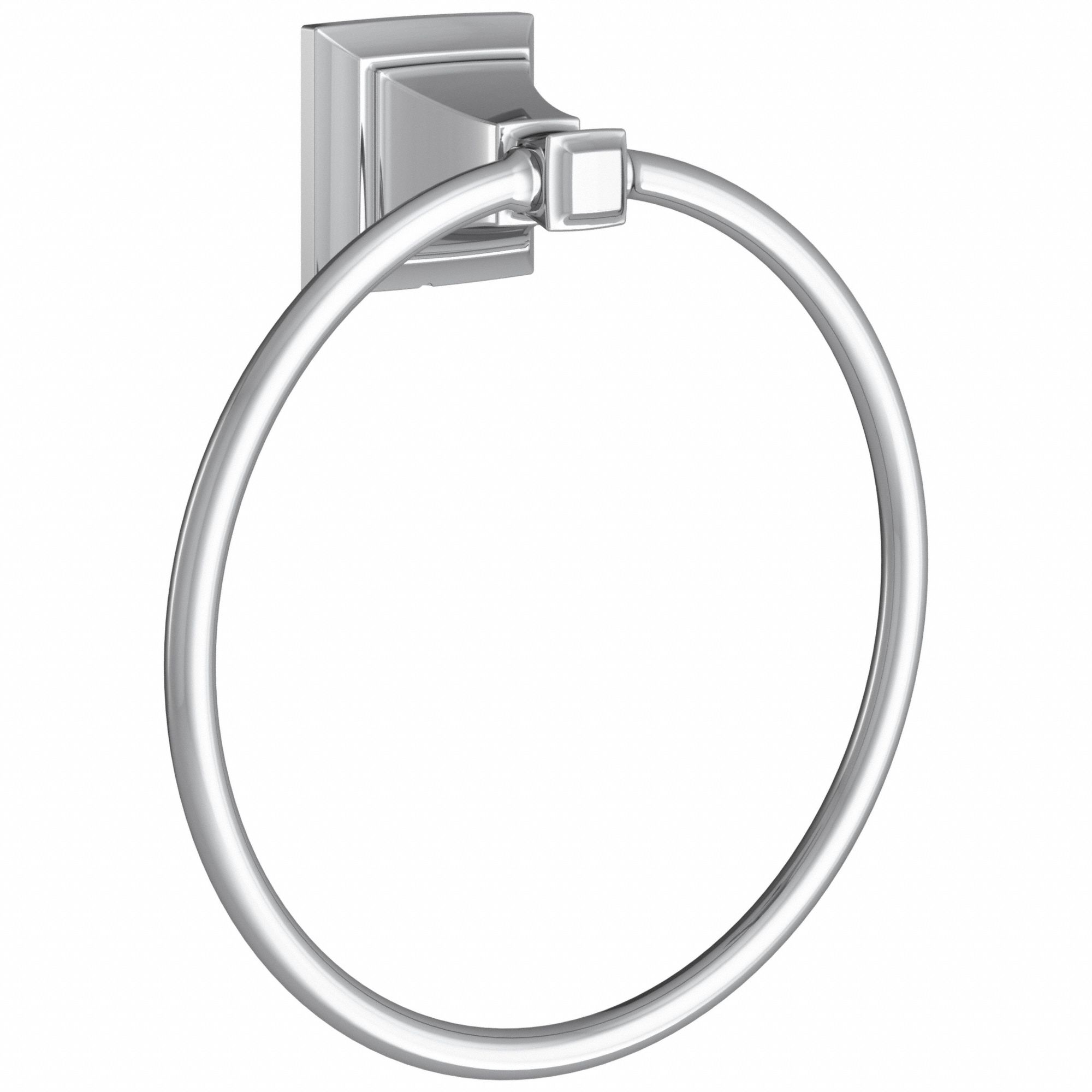 Towel Ring: 7455190.002, Wall Mount, 2 1/4 in Base Ht, 2 1/4 in Base Wd, Metal