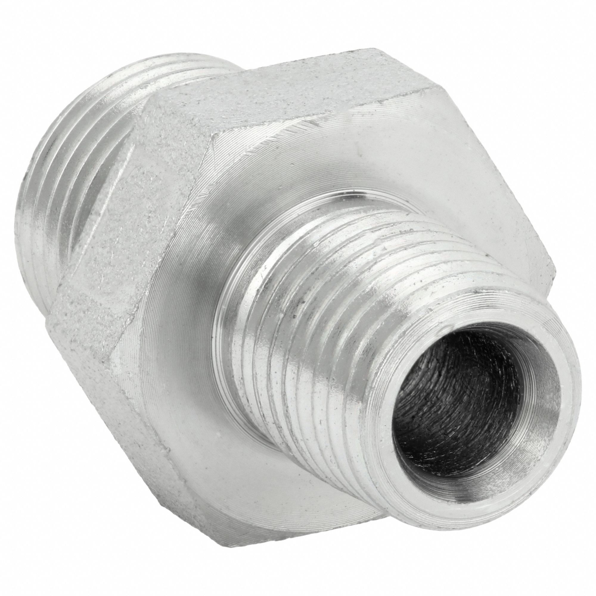Hydraulic Hose Adapter: 1/2 in x 3/8 in Fitting Size, Male x Male, BSPP x NPT, Rigid, Straight