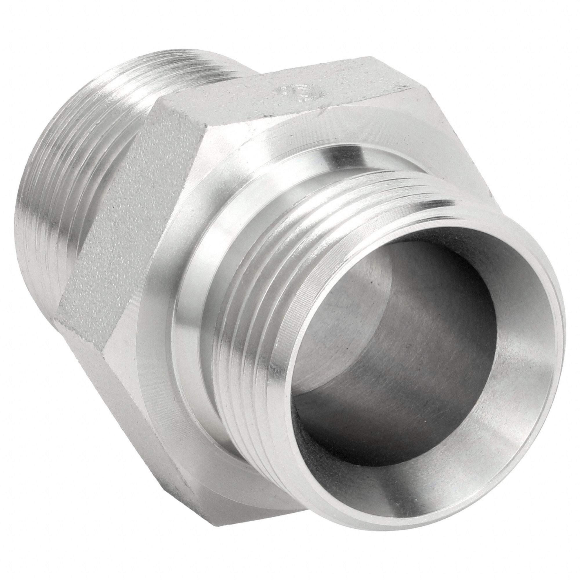 Hydraulic Hose Adapter: 1 in x 3/4 in Fitting Size, Male x Male, BSPP x NPT, Rigid, Straight