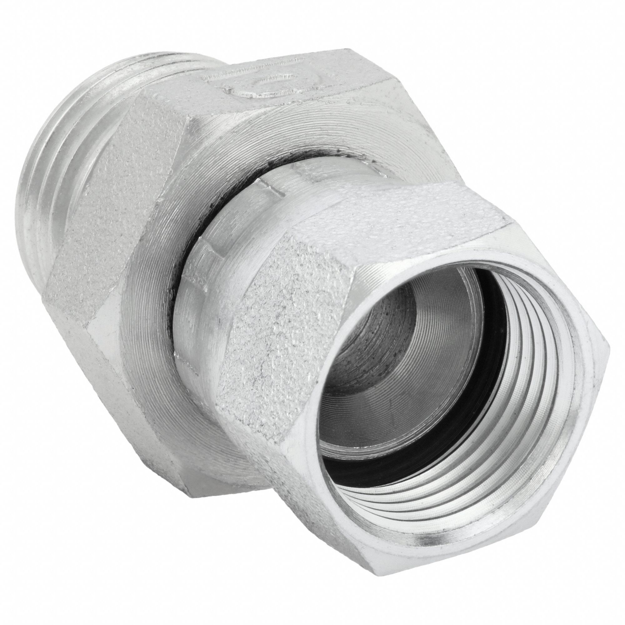 Hydraulic Hose Adapter: 1/2 in x 3/8 in Fitting Size, Female x Male, JIC x BSPP, Swivel, Straight