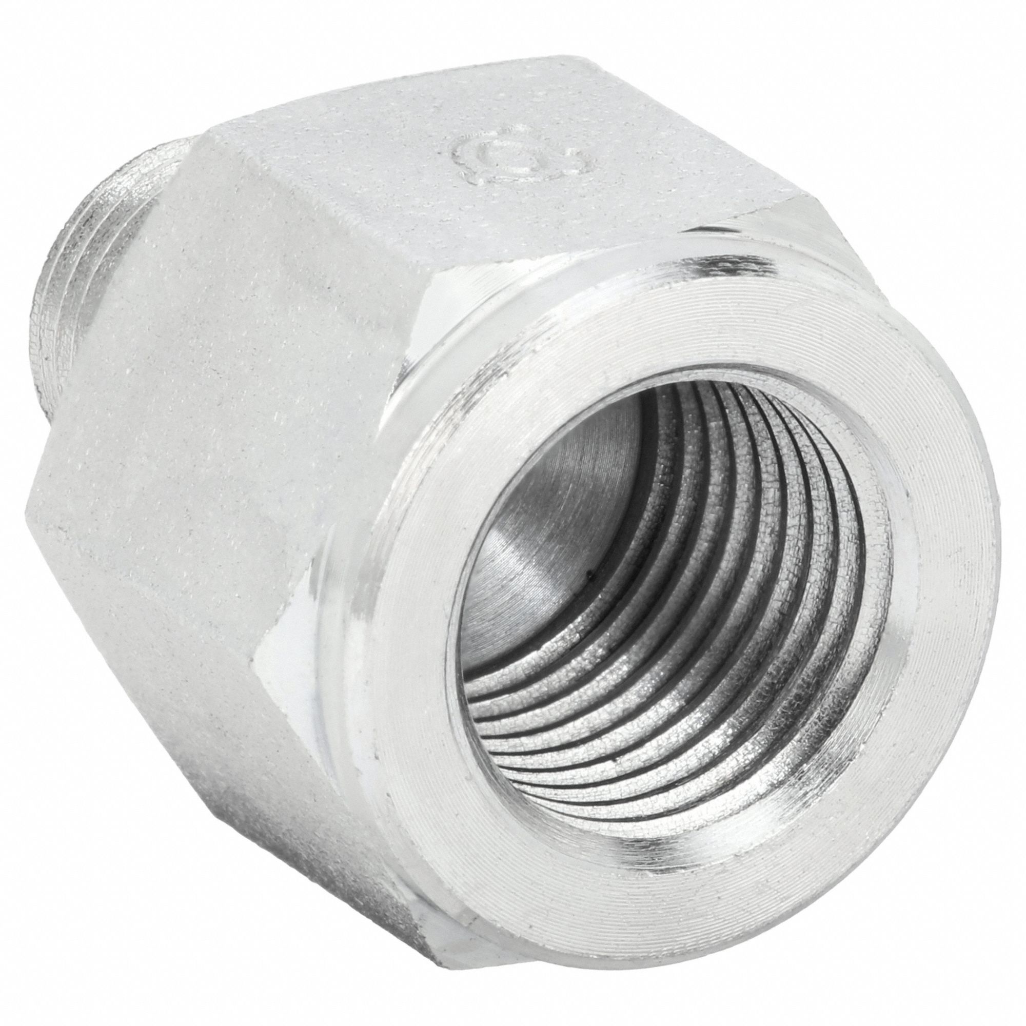 Hydraulic Hose Adapter: 1/4 in x 1/4 in Fitting Size, Female x Male, BSPP x NPT, Rigid, Straight