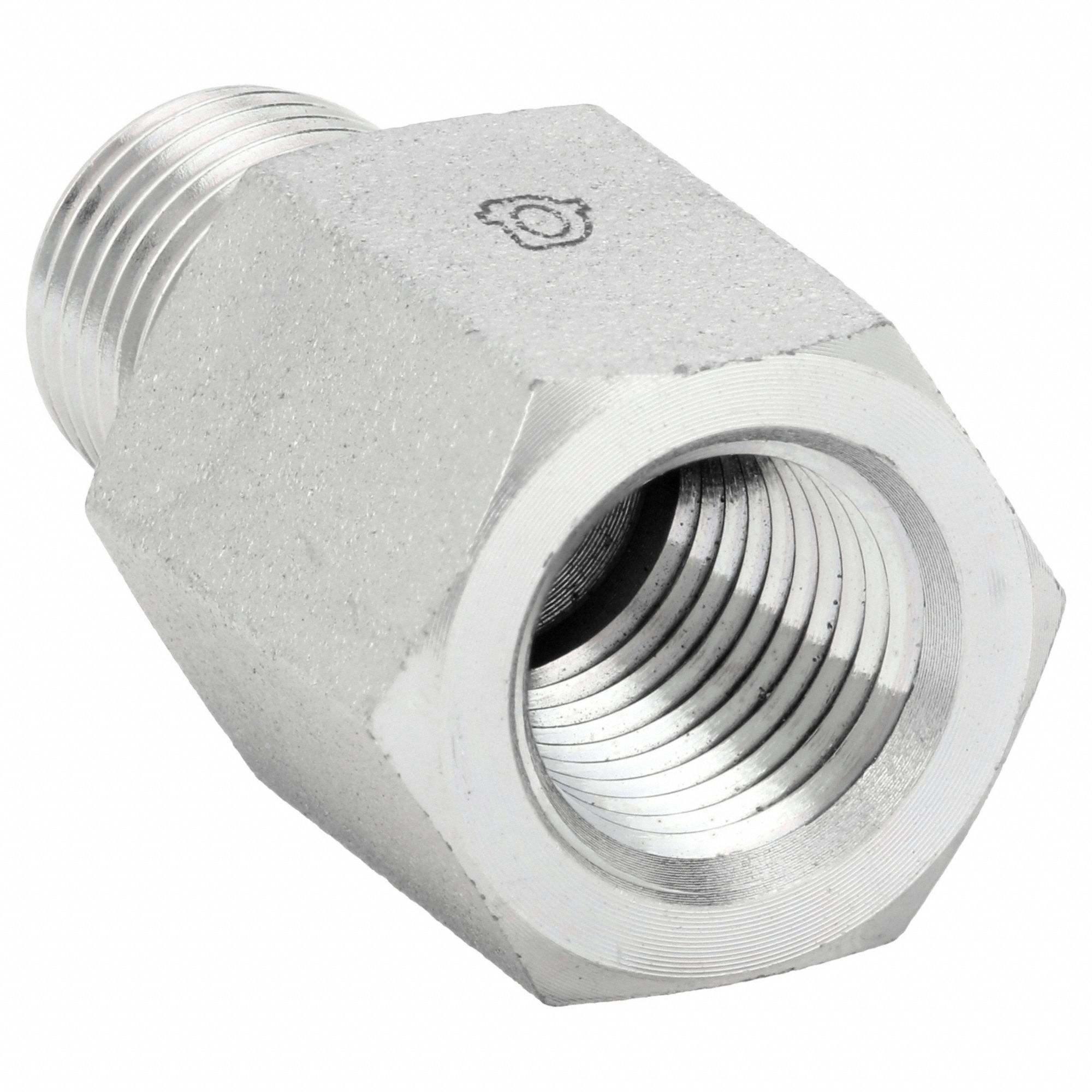 Hydraulic Hose Adapter: 1/2 in x 1/2 in Fitting Size, Male x Female, BSPT x NPT, Rigid, Straight