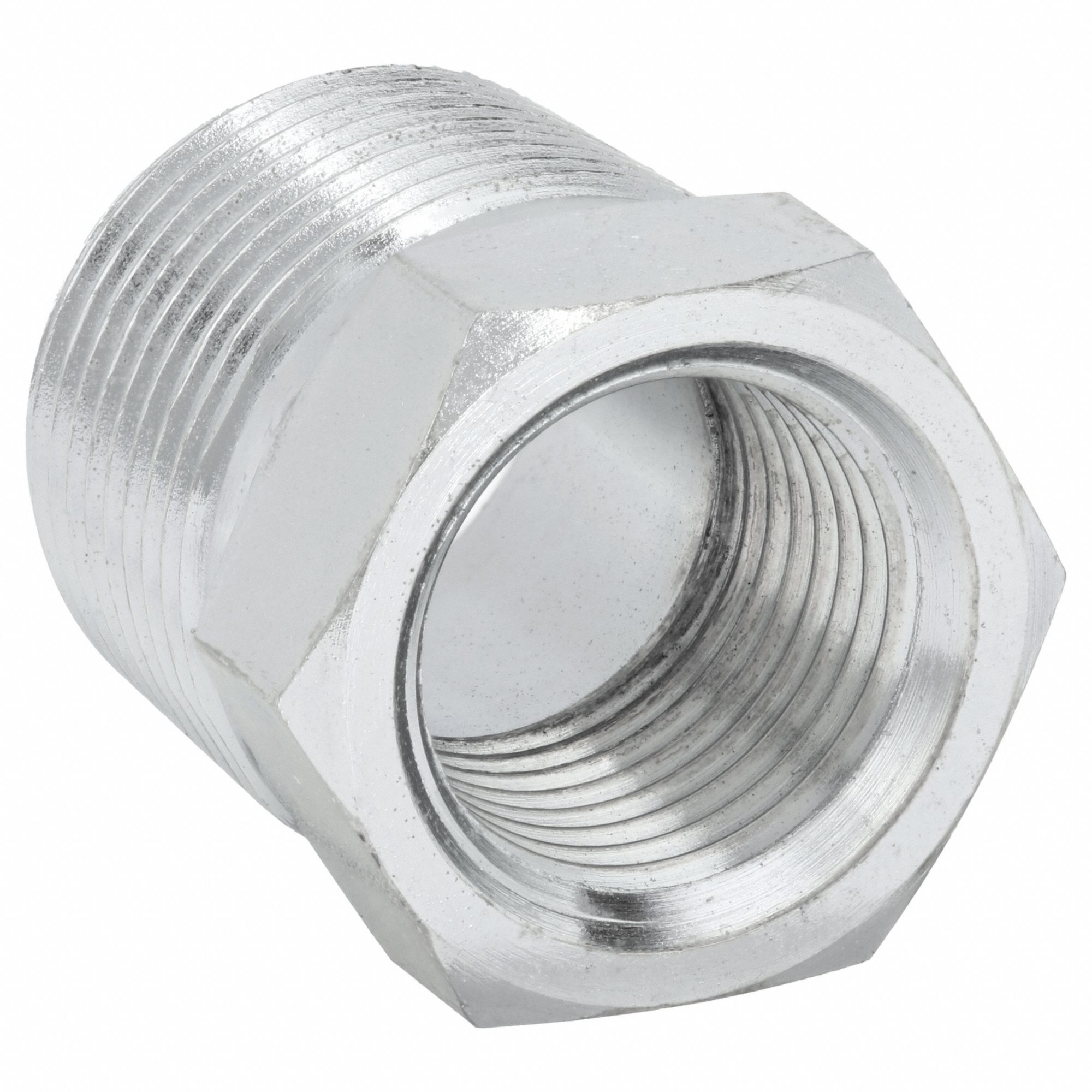 Hydraulic Hose Adapter: 1 in x 1 in Fitting Size, Male x Female, BSPT x NPT, Rigid, Straight