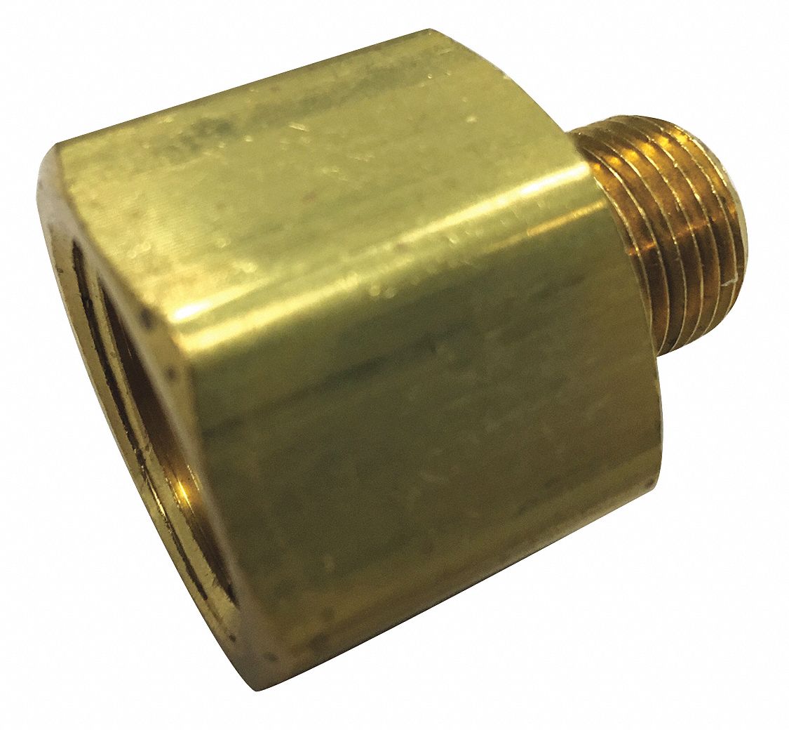 Hydraulic Hose Adapter: 3/8 in x 1/4 in Fitting Size, Female x Male, 1.25  in Overall Lg, Rigid
