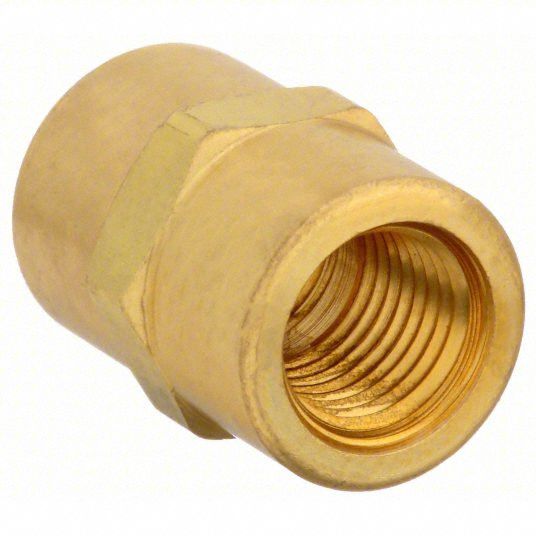 Hydraulic Hose Adapter: 1/4 in x 1/8 in Fitting Size, Female x Female, 0.96 in Overall Lg, Rigid