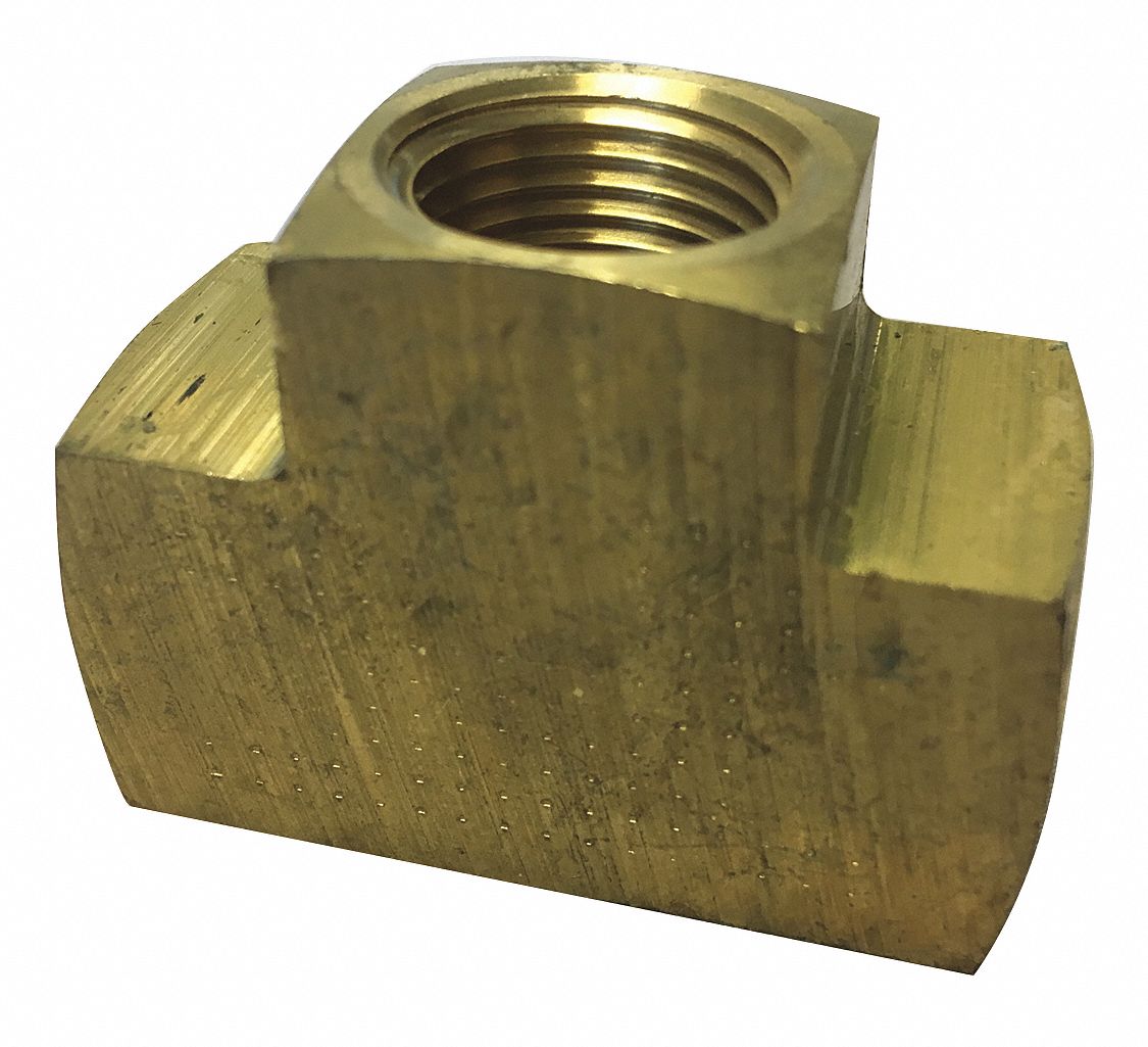 Hydraulic Hose Adapter: 1/2 in x 1/2 in x 1/2 in Fitting Size, Female x Female x Female, Rigid, Tee