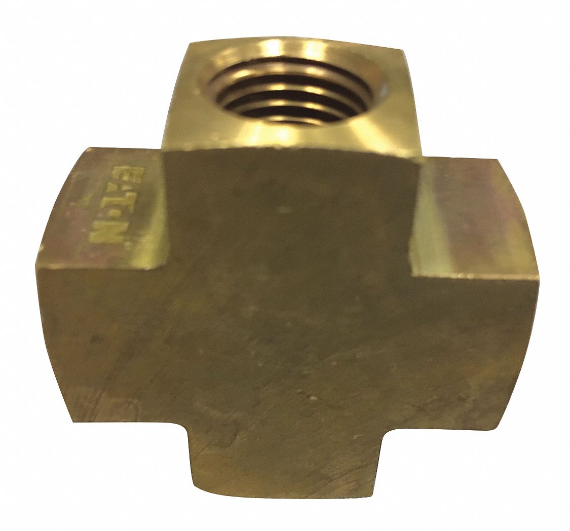 Hydraulic Hose Adapter: 1/2 in x 1/2 in x 1/2 in x 1/2 in Fitting Size, 2.18 in Overall Lg, Rigid