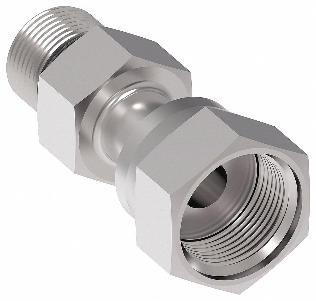 Hydraulic Hose Adapter: 1 in x 1 in Fitting Size, Female x Male, ORS x ORB, Swivel, Straight