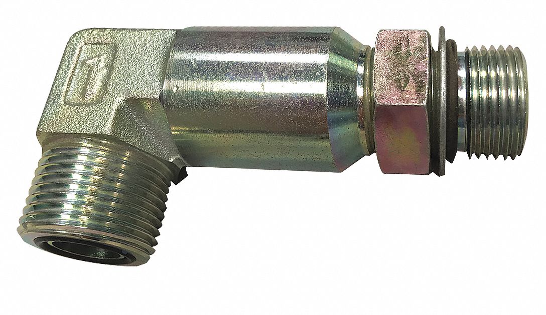 Hydraulic Hose Adapter: 1 1/4 in x 1 1/4 in Fitting Size, Male x Male, ORS x ORB, Rigid