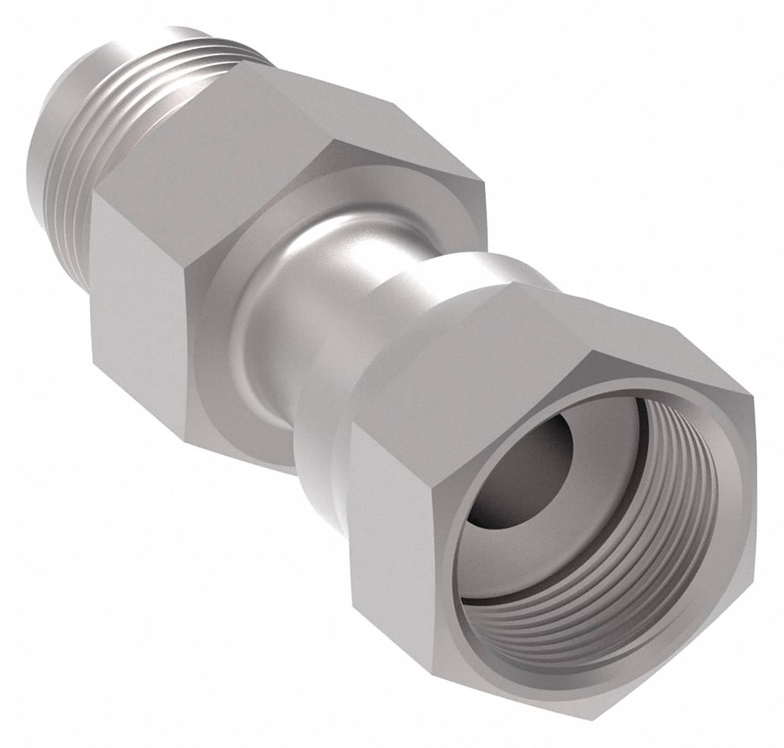 Hydraulic Hose Adapter: 1 in x 1 in Fitting Size, Female x Male, JIC x ORS, Swivel, Straight