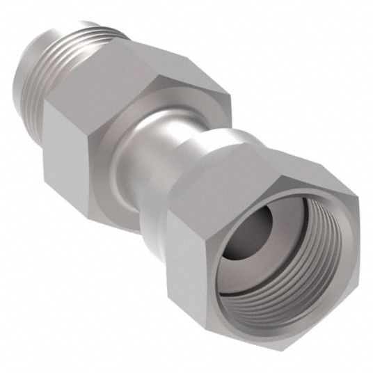 Hydraulic Hose Adapter: 5/8 in x 5/8 in Fitting Size, Female x Male, JIC x  ORS, Swivel, Straight
