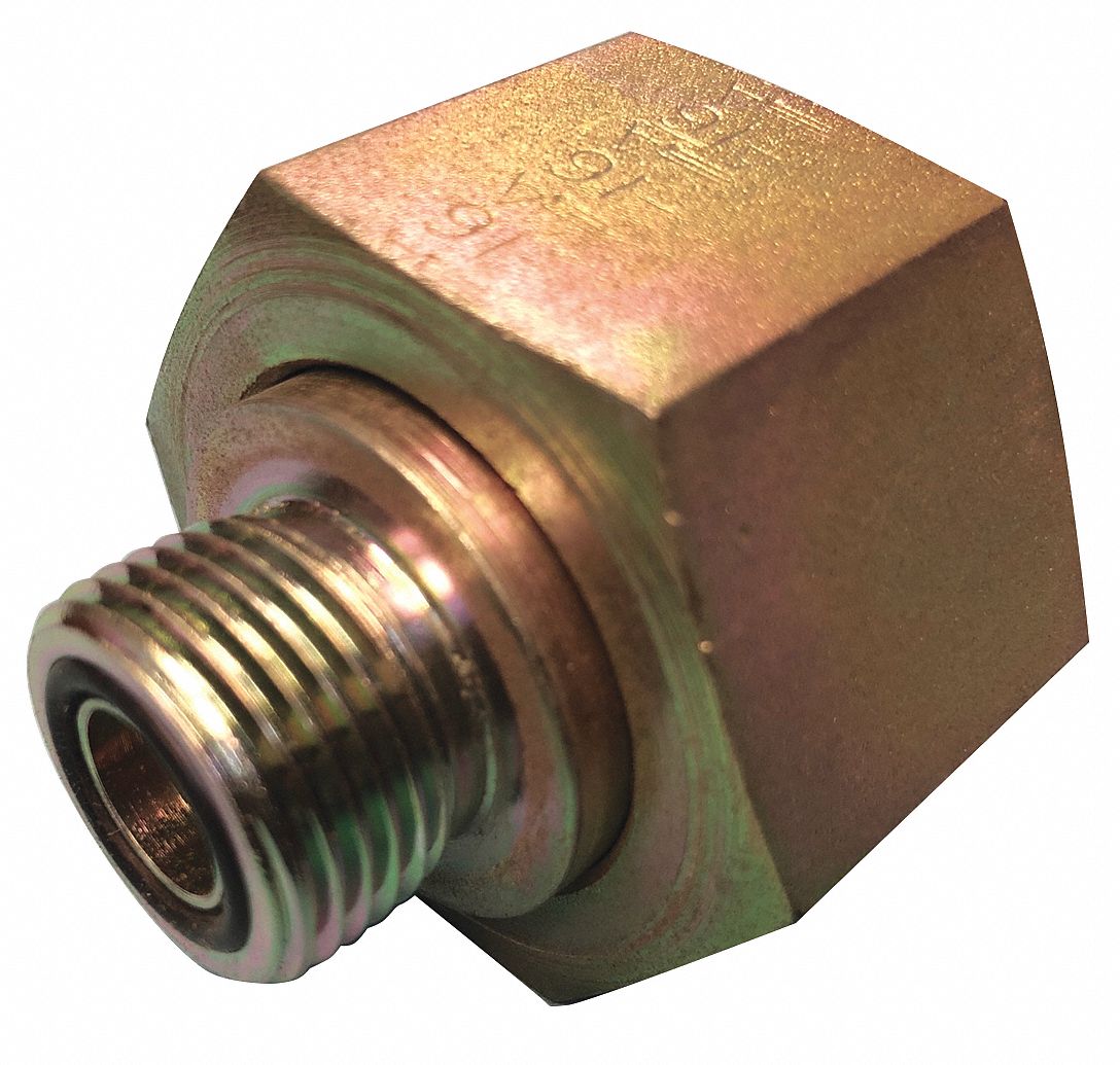 Hydraulic Hose Adapter: 1 in x 1 1/2 in Fitting Size, Male x Female, ORS x ORS, Swivel, Straight