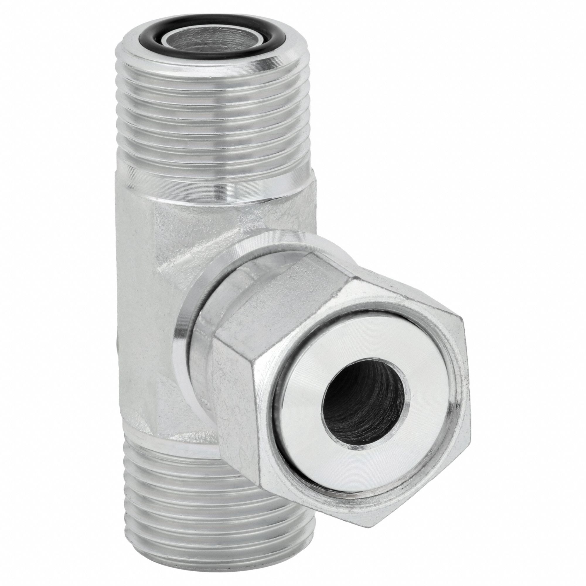 Hydraulic Hose Adapter: 1 11/16 in x 1 11/16 in x 1 11/16 in Fitting Size, Female x Male x Male