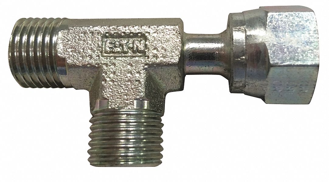 Hydraulic Hose Adapter: 2 in x 2 in Fitting Size, Male x Female, ORS x ORS, Swivel, Run Tee