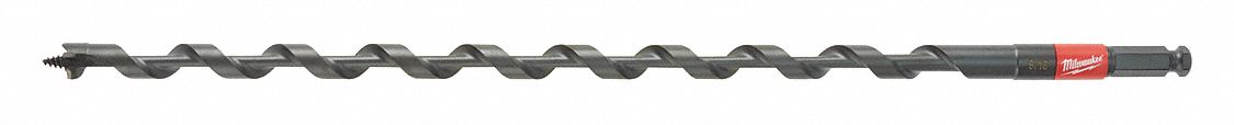 Auger Drill Bit: 1 1/16 in Drill Bit Size, 18 in Overall Lg, Hex Shank, Pole Auger Auger
