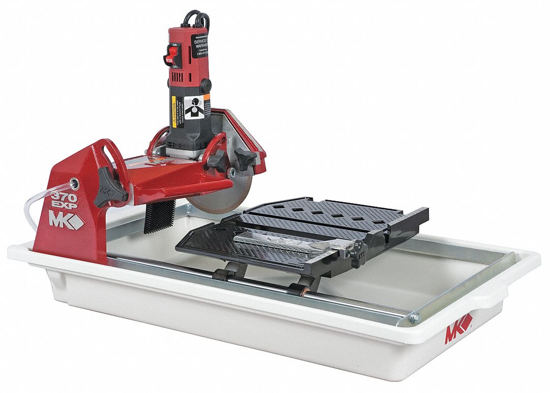 Tile Saw: Wet, 2 in Max. Cutting Dp, 7.4 A Current, 120, Rip Guide/Water Pump