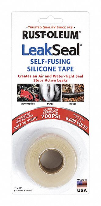 Repair Tape: Self-Fusing Tape, RUST-OLEUM, LEAKSEAL, 1 in x 3.33 yd, Opaque