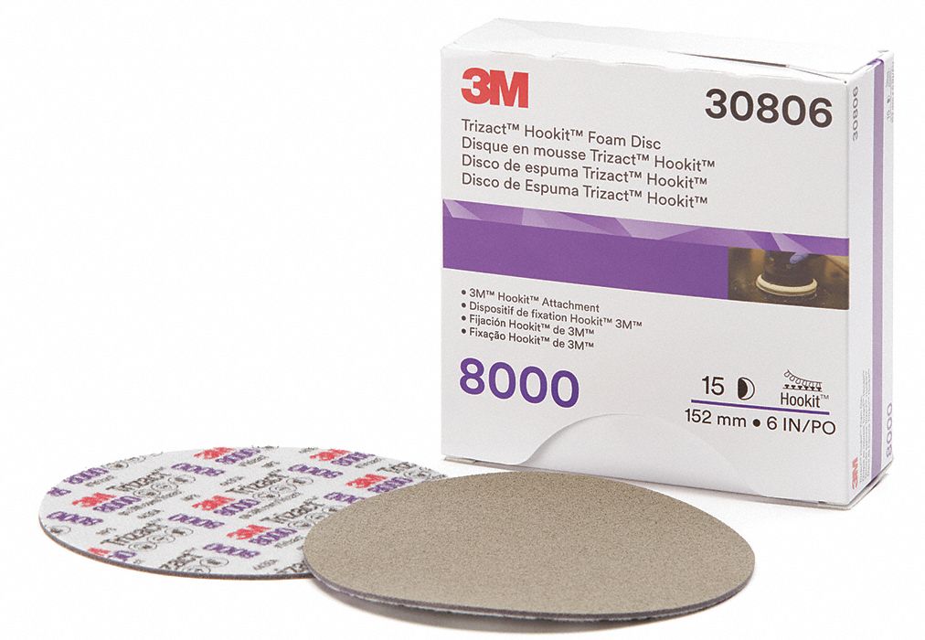 Polishing Pad: Disc, Hook-and-Loop, Silicon Carbide, 6 in Outside Dia, Gray, 1/4 in Thick, Smooth