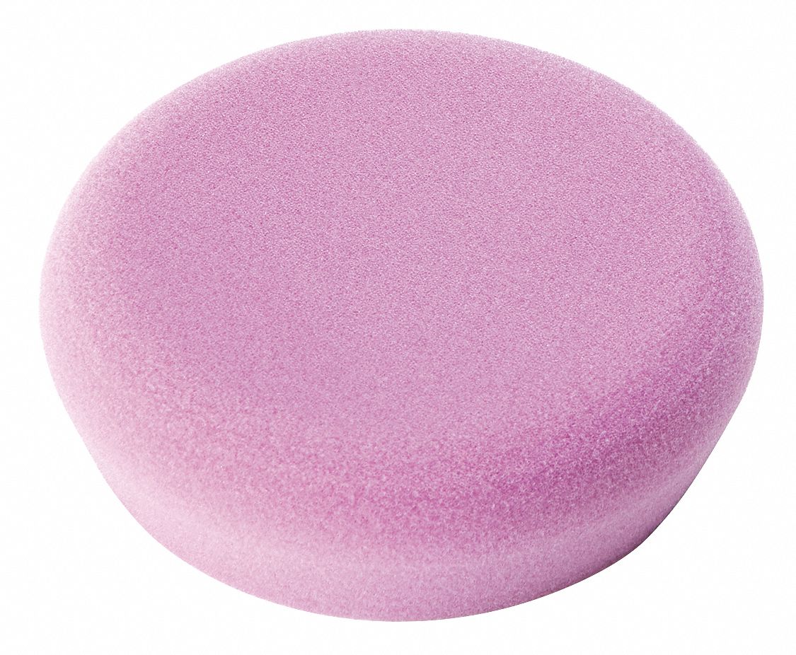Finishing Pad: Pad, Hook-and-Loop, Foam, 4 in Outside Dia, Purple, 2, 000 RPM Max Speed, Smooth