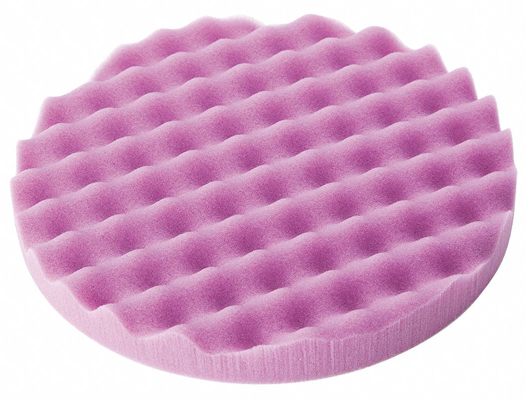 Finishing Pad: Pad, Hook-and-Loop, Foam, 8 in Outside Dia, Purple, 2, 000 RPM Max Speed, Waffle
