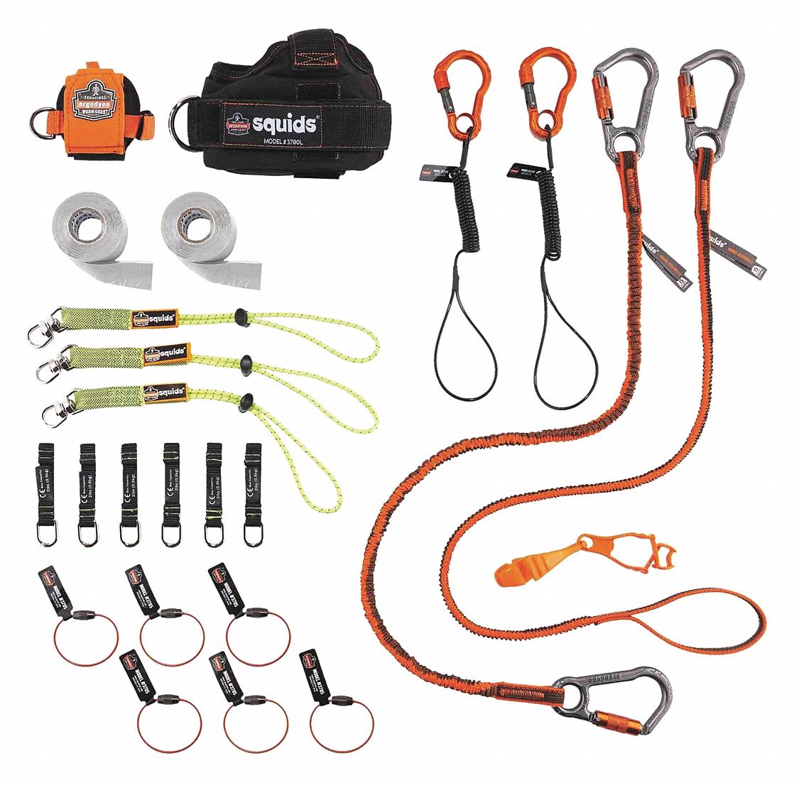 LANYARD KIT, CARPENTER, 2 - 15 LB MAX WEIGHT, LIME/ORANGE, 48 IN, ALUMINUM/NYLON/POLYESTER