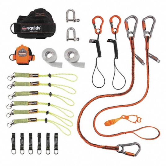 ERGODYNE, Coiled/Elastic Tether, 16 Attachment Pts, Tool Tethering Kit ...