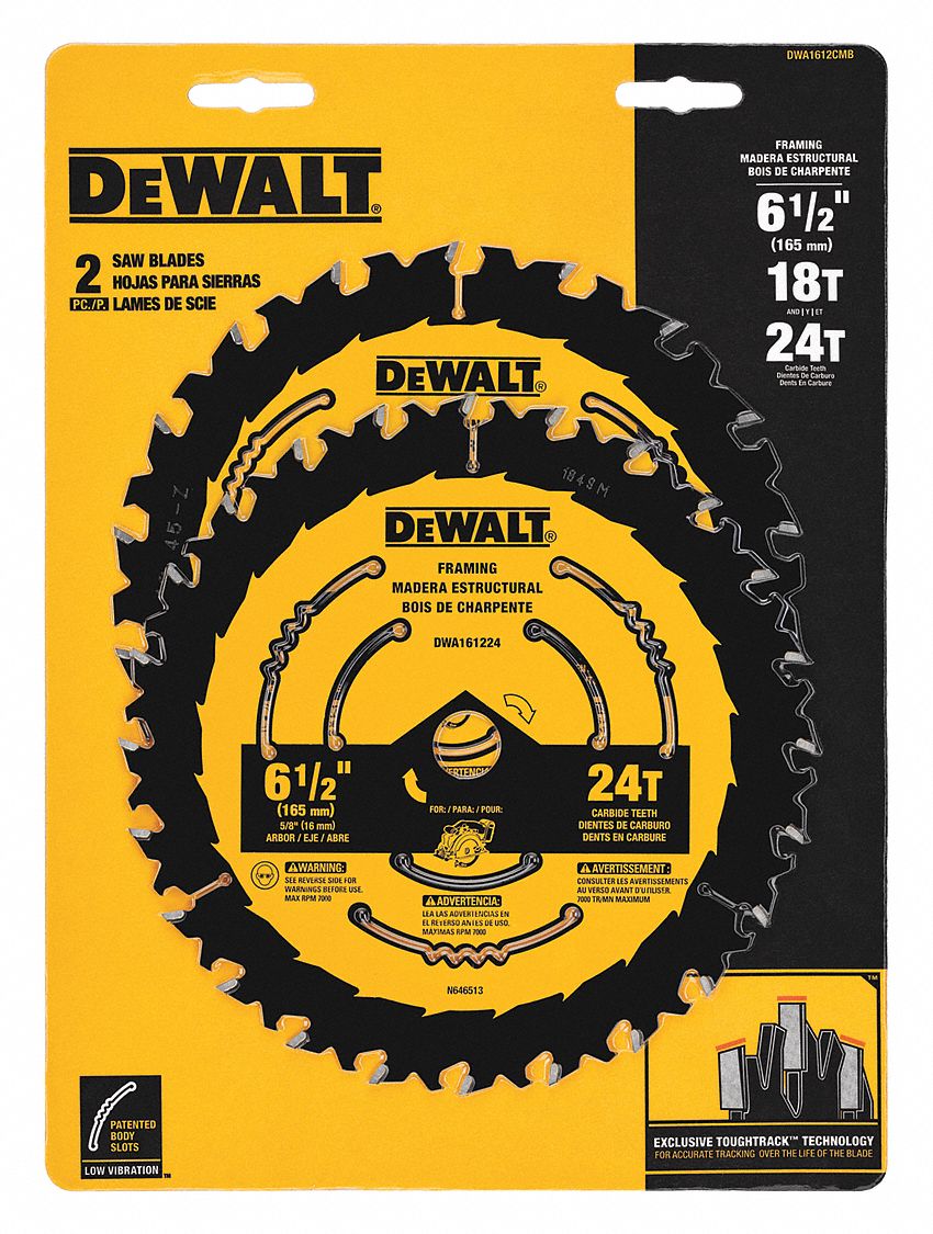 DEWALT, 6 1/2 in Blade Dia., 0.065 in Cut Wd, Circular Saw Blade