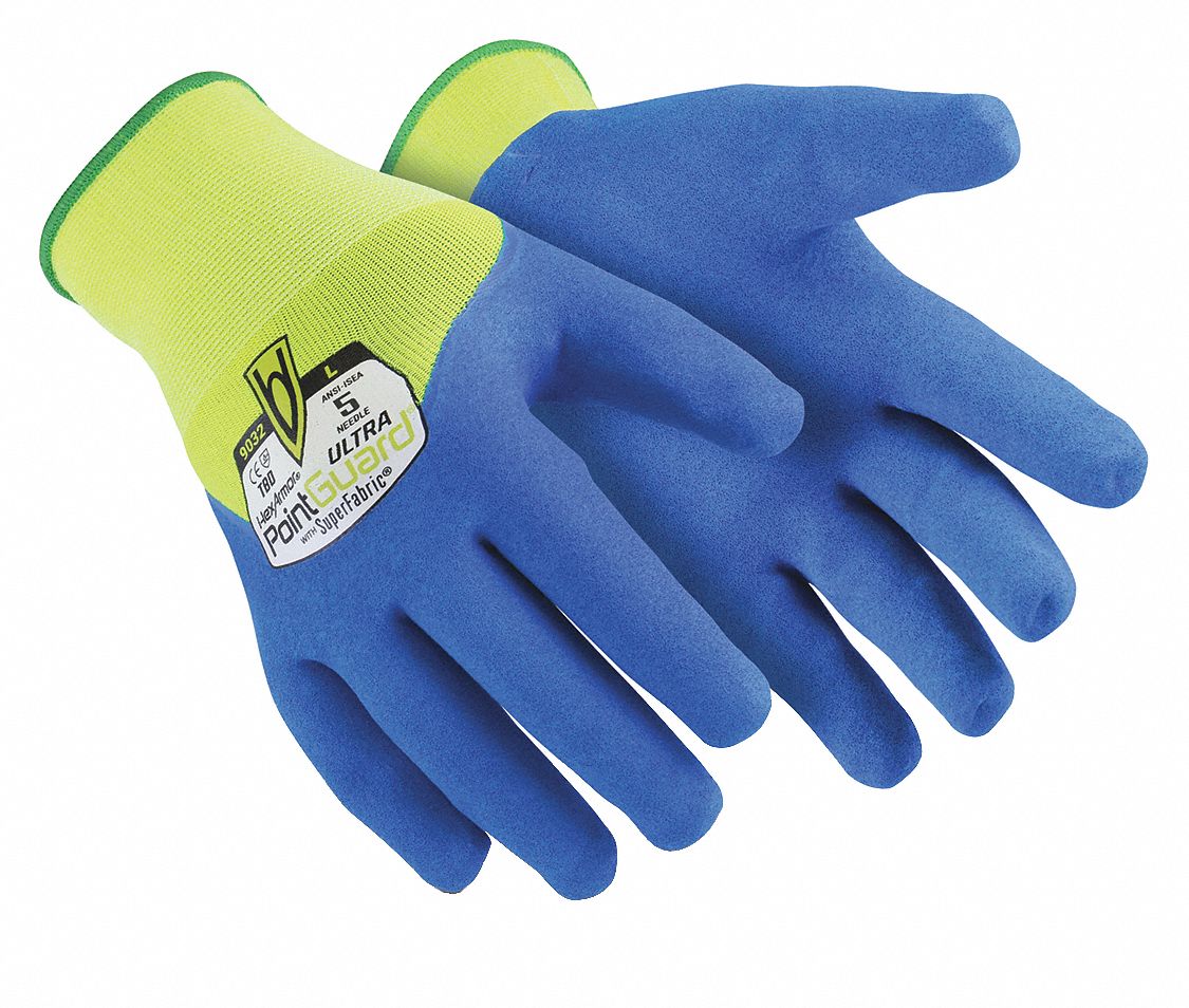 COATED GLOVES, XL (10), ANSI NEEDLESTICK LEVEL 5, ANSI CUT LEVEL A9, SANDY, NITRILE