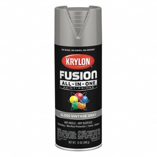 Krylon Fusion Rust Preventative Spray Paint In Gloss Vintage Gray For Ceramic Glass Metal Plastic Wood 55eg65 K02726007 Grainger