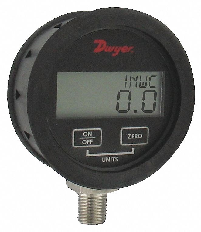 DWYER 15 to 0 psi Digital Vacuum Gauge, 3 in Dial, 1/4 in MNPT