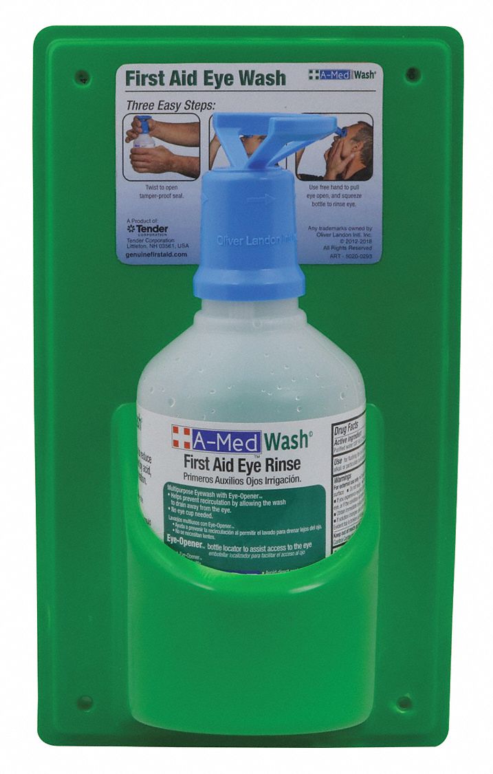 A Med Eye Wash Station 16 Oz Bottle Size 3 Yr Shelf Life 4 In Height 3 In Width 3 In Depth 55ek09 5020 0272 Grainger