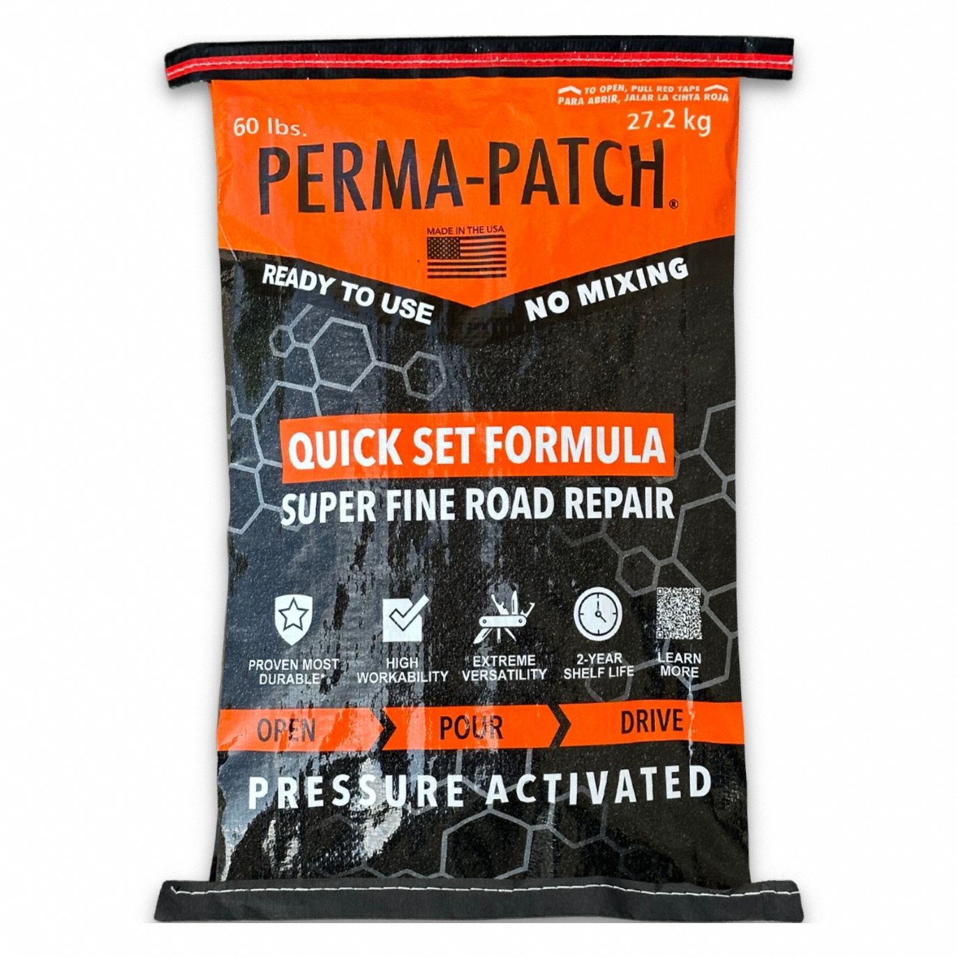 Cold Patch: PP-60-F, Limestone Asphalt Mix, 60 lb Container Size, Bag, No VOC