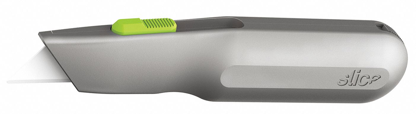 Utility Knife: 5 1/2 in Overall Lg, Textured, 1 1/2 in Overall Wd, Metal, Gray, Quick-Change