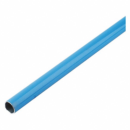 Tubing: Aluminum, 1 in Outside Dia., 9 ft Lg, Blue, 232 psi Working Pressure