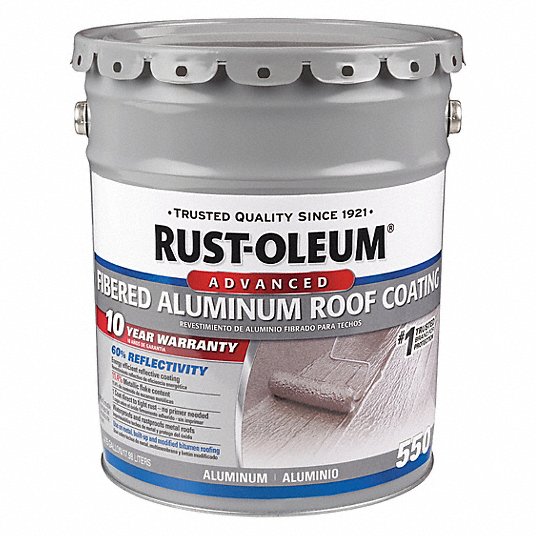 Aluminum Roof Coating: Aluminum Roof Coatings, Asphaltic Fibered Aluminum, Gray, Pail