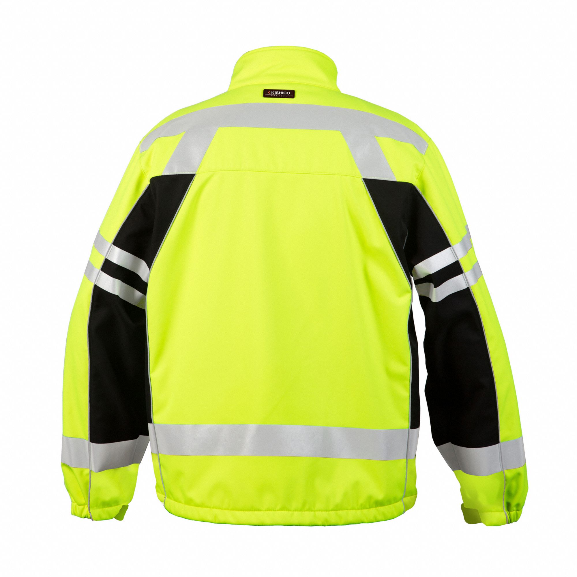 KISHIGO Jacket Horizontal, ANSI Class 3, 2XL, Lime, Zipper, 4 Pockets