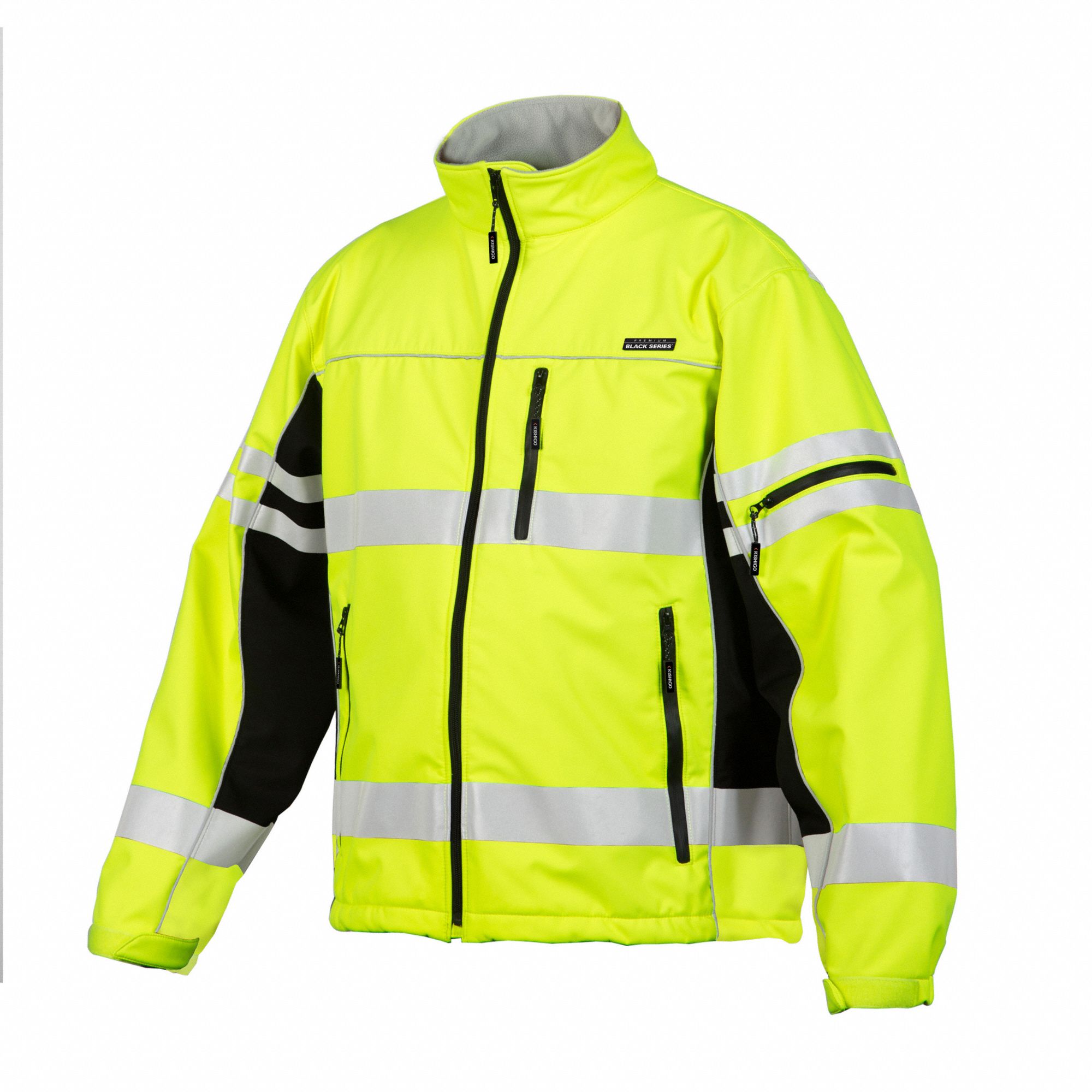 KISHIGO Jacket Horizontal, ANSI Class 3, 4XL, Lime, Zipper, 4 Pockets