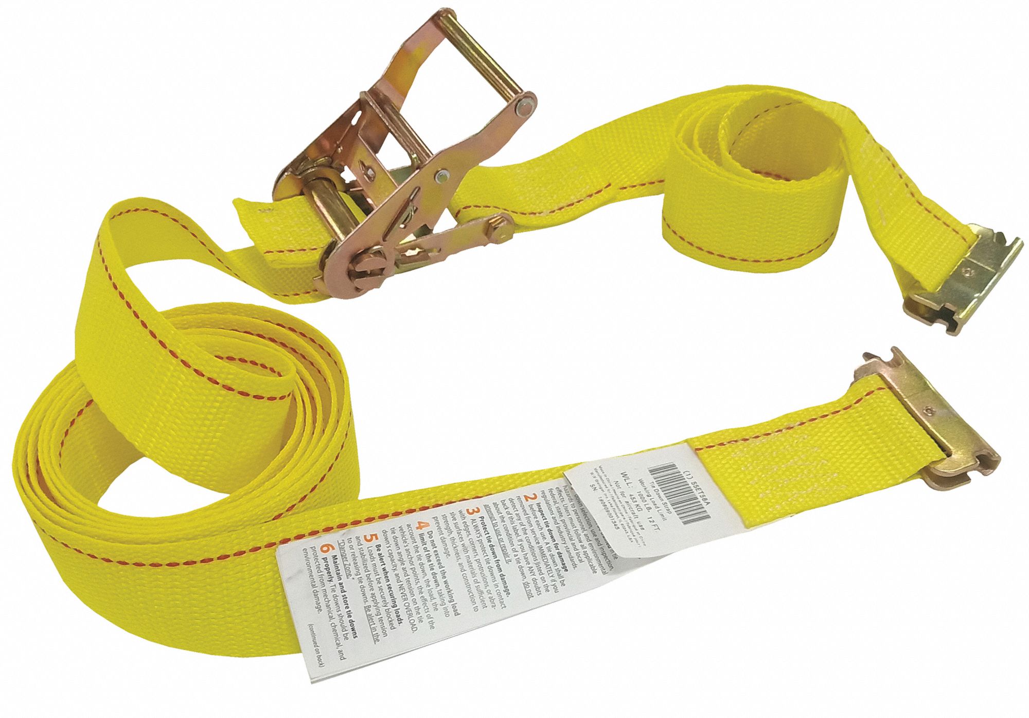 GRAINGER APPROVED Tie Down Strap, 12 ftL x 2 inW, 1,000 lb Load Limit