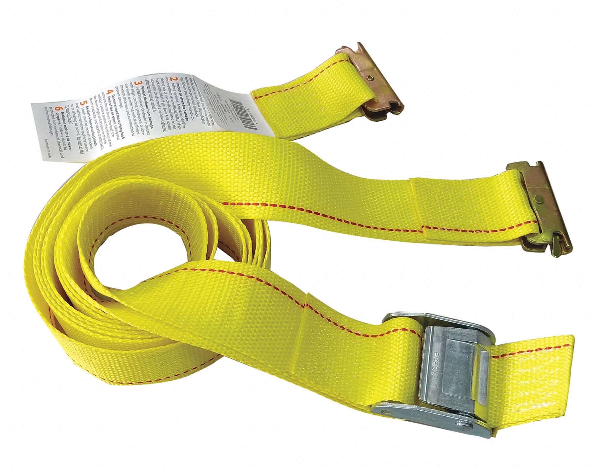 TIE DOWN STRAP, CAM BUCKLE, E-TRACK, GEN PURPOSE, 2 IN W, 800 LB WLL, YELLOW, 12 FT L